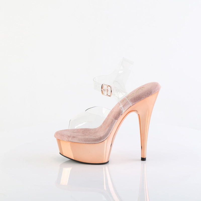 DELIGHT-608 Clear/Rose Gold Chrome Platform Sandal Pleaser US Size (Women's): 5