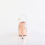 DELIGHT-608 Clear/Rose Gold Chrome Platform Sandal Pleaser US Size (Women's): 5