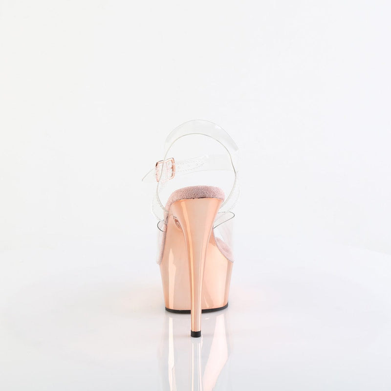 DELIGHT-608 Clear/Rose Gold Chrome Platform Sandal Pleaser US Size (Women's): 5