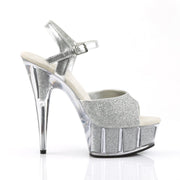 DELIGHT-609-5G Silver Glitter/Silver Glitter Platform Sandal Pleaser US Size (Women's): 5