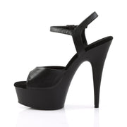 DELIGHT-609 Black Faux Leather/Black Matte Platform Sandal Pleaser US Size (Women's): 5