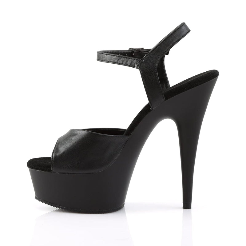 DELIGHT-609 Black Faux Leather/Black Matte Platform Sandal Pleaser US Size (Women's): 5