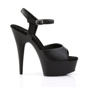 DELIGHT-609 Black Faux Leather/Black Matte Platform Sandal Pleaser US Size (Women's): 5