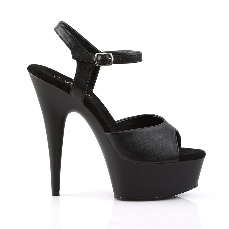 DELIGHT-609 Black Faux Leather/Black Matte Platform Sandal Pleaser US Size (Women's): 5