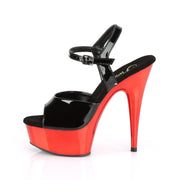 DELIGHT-609 Black Patent/Red Chrome Platform Sandal Pleaser US Size (Women's): 5