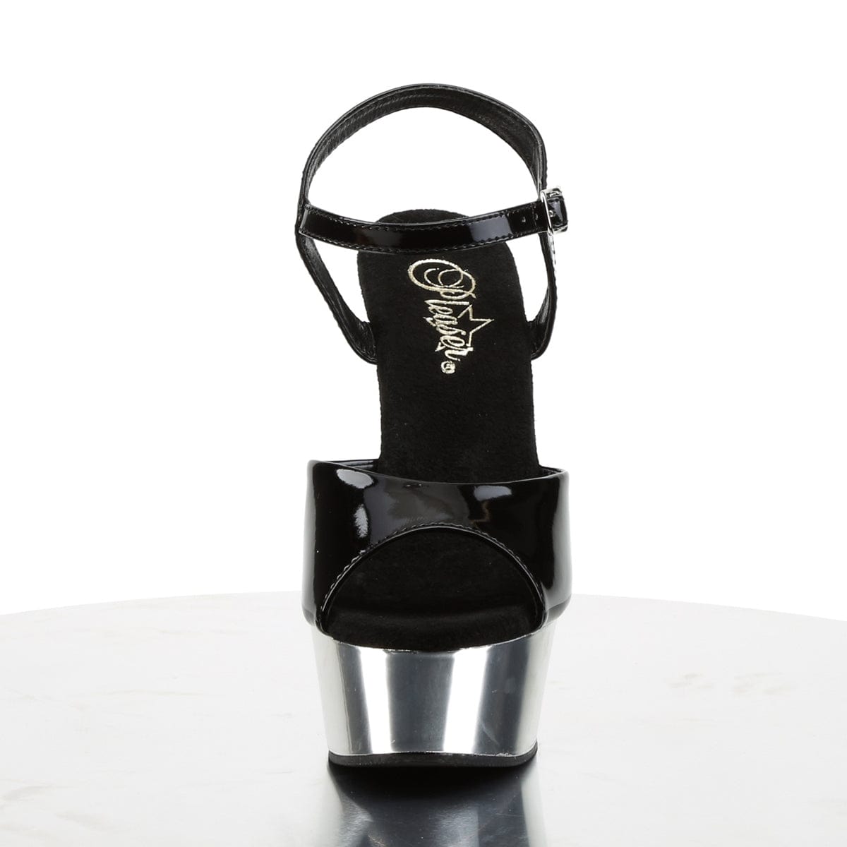 DELIGHT-609 Black/Silver Chrome Platform Sandal Pleaser US Size (Women's): 5