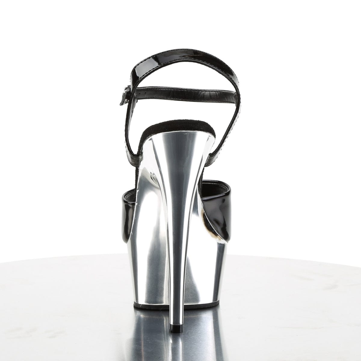 DELIGHT-609 Black/Silver Chrome Platform Sandal Pleaser US Size (Women's): 5