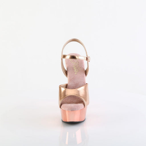 DELIGHT-609 Rose Gold Metallic Pu/Rose Gold Chrome Platform Sandal Pleaser US Size (Women's): 5