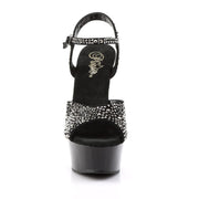 DELIGHT-609RS Black Suede-Pewter Rhinestones/ Black Platform Sandal Pleaser US Size (Women's): 5