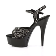 DELIGHT-609RS Black Suede-Pewter Rhinestones/ Black Platform Sandal Pleaser US Size (Women's): 5