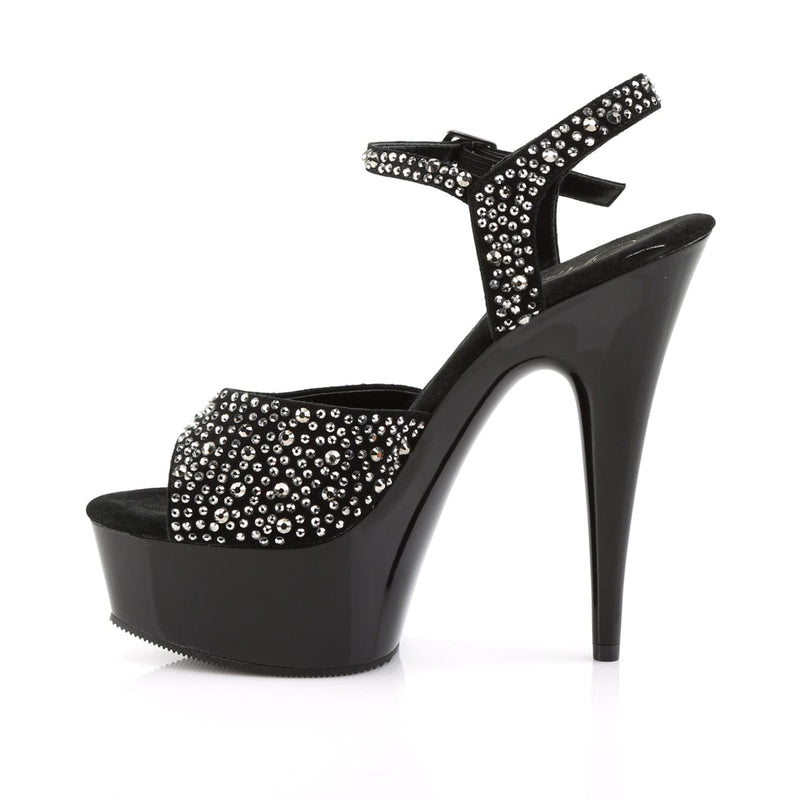 DELIGHT-609RS Black Suede-Pewter Rhinestones/ Black Platform Sandal Pleaser US Size (Women's): 5