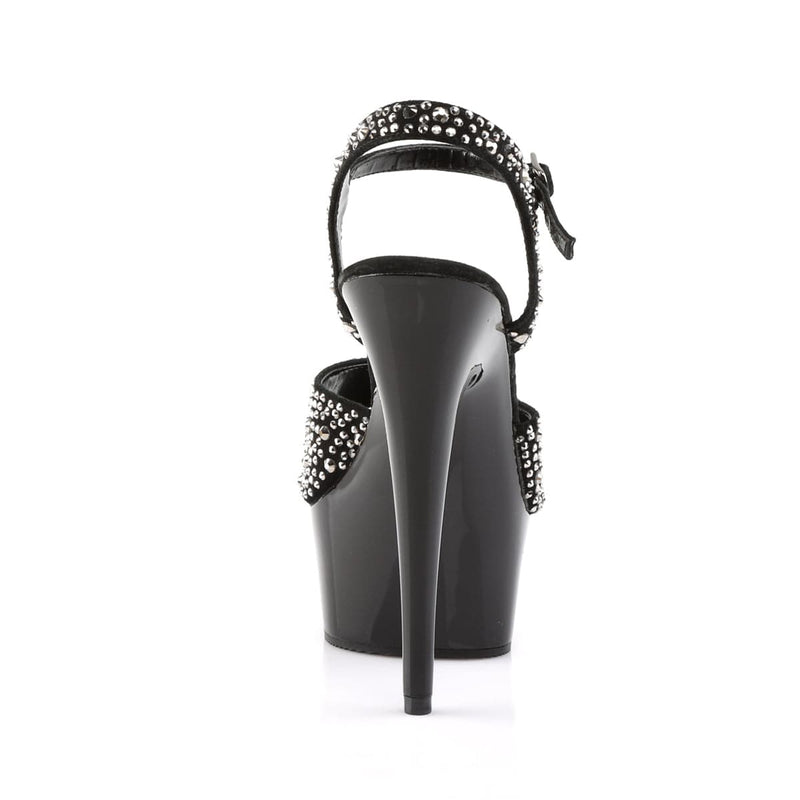 DELIGHT-609RS Black Suede-Pewter Rhinestones/ Black Platform Sandal Pleaser US Size (Women's): 5
