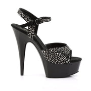 DELIGHT-609RS Black Suede-Pewter Rhinestones/ Black Platform Sandal Pleaser US Size (Women's): 5