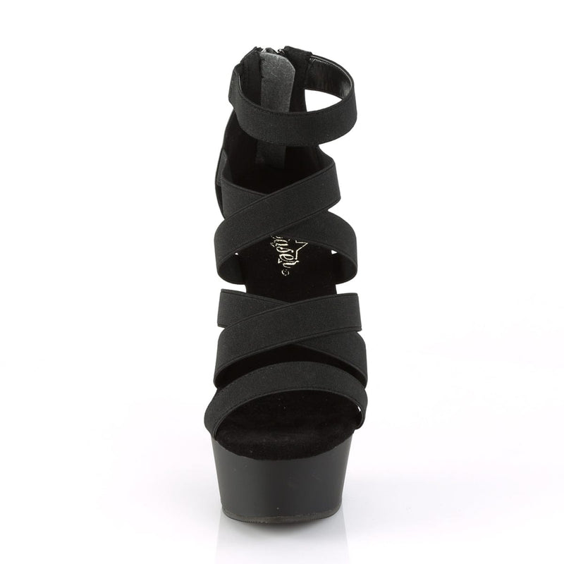 DELIGHT-659 Black Elastic Band-Faux Leather/Black Matte Platform Sandal Pleaser US Size (Women's): 5