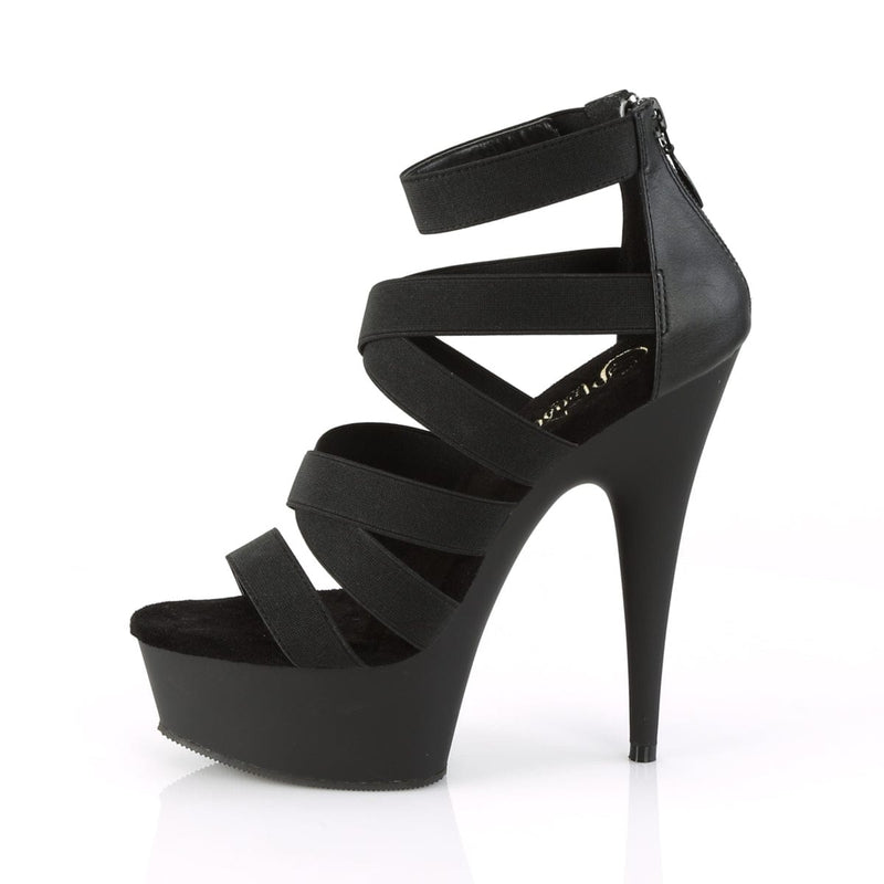 DELIGHT-659 Black Elastic Band-Faux Leather/Black Matte Platform Sandal Pleaser US Size (Women's): 5