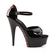 DELIGHT-660FH Black Patent/Black (Red Lace) Platform Sandal Pleaser US Size (Women's): 5
