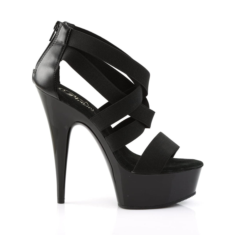 DELIGHT-669 Black Elastic Band-Faux Leather/Black Platform Sandal Pleaser US Size (Women's): 5