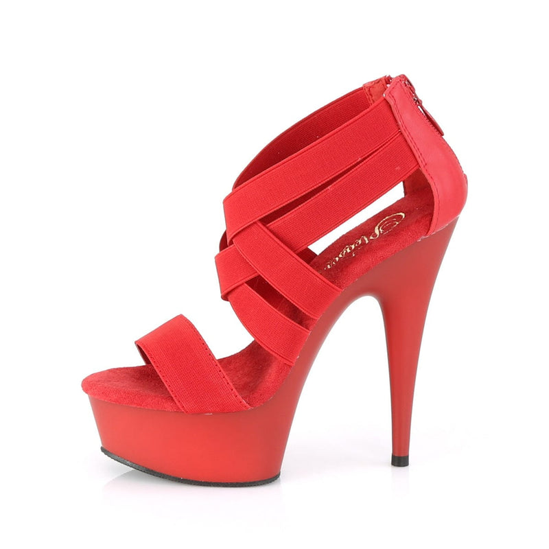 DELIGHT-669 Red Elastic Band-Faux Leather/Red Matte Platform Sandal Pleaser US Size (Women's): 5