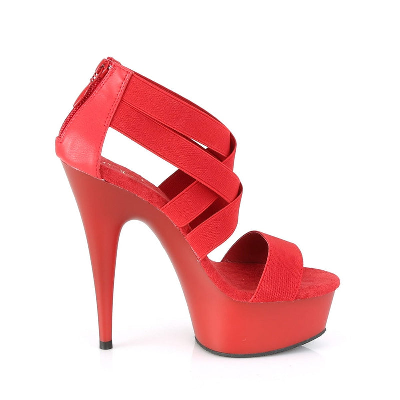 DELIGHT-669 Red Elastic Band-Faux Leather/Red Matte Platform Sandal Pleaser US Size (Women's): 5