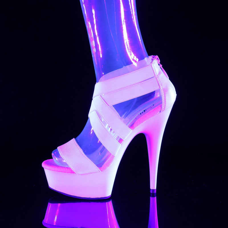 DELIGHT-669 UV White Elastic Band-Faux Leather/White Platform Sandal Pleaser US Size (Women's): 5