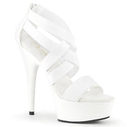 DELIGHT-669 UV White Elastic Band-Faux Leather/White Platform Sandal Pleaser US Size (Women's): 5
