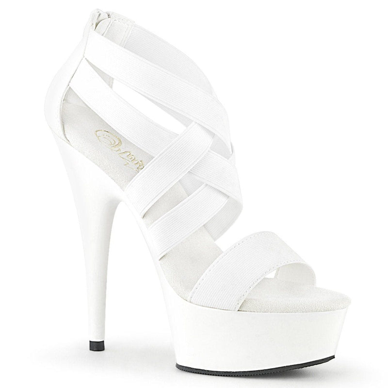 DELIGHT-669 UV White Elastic Band-Faux Leather/White Platform Sandal Pleaser US Size (Women's): 5