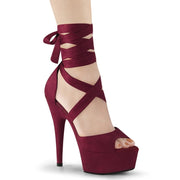 DELIGHT-679 Burgundy Faux Suede/Burgundy Faux Suede Platform Sandal Pleaser US Size (Women's): 5
