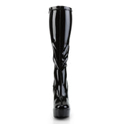 ELECTRA-2000Z Black Stretch Patent Knee Boot Pleaser US Size (Women's): 6