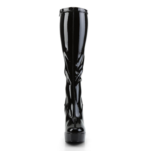 ELECTRA-2000Z Black Stretch Patent Knee Boot Pleaser US Size (Women's): 6