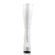 ELECTRA-2000Z White Stretch Faux Leather Knee Boot Pleaser US Size (Women's): 6