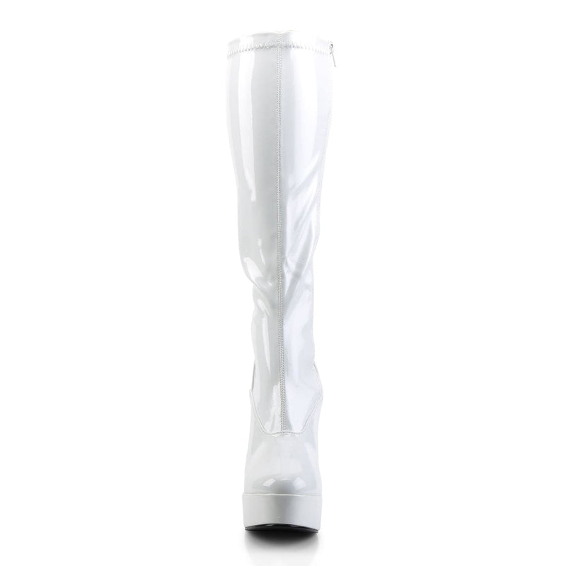ELECTRA-2000Z White Stretch Patent Knee Boot Pleaser US Size (Women's): 6