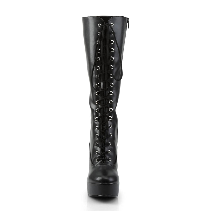 ELECTRA-2020 Black Faux Leather Knee Boot Pleaser US Size (Women's): 6