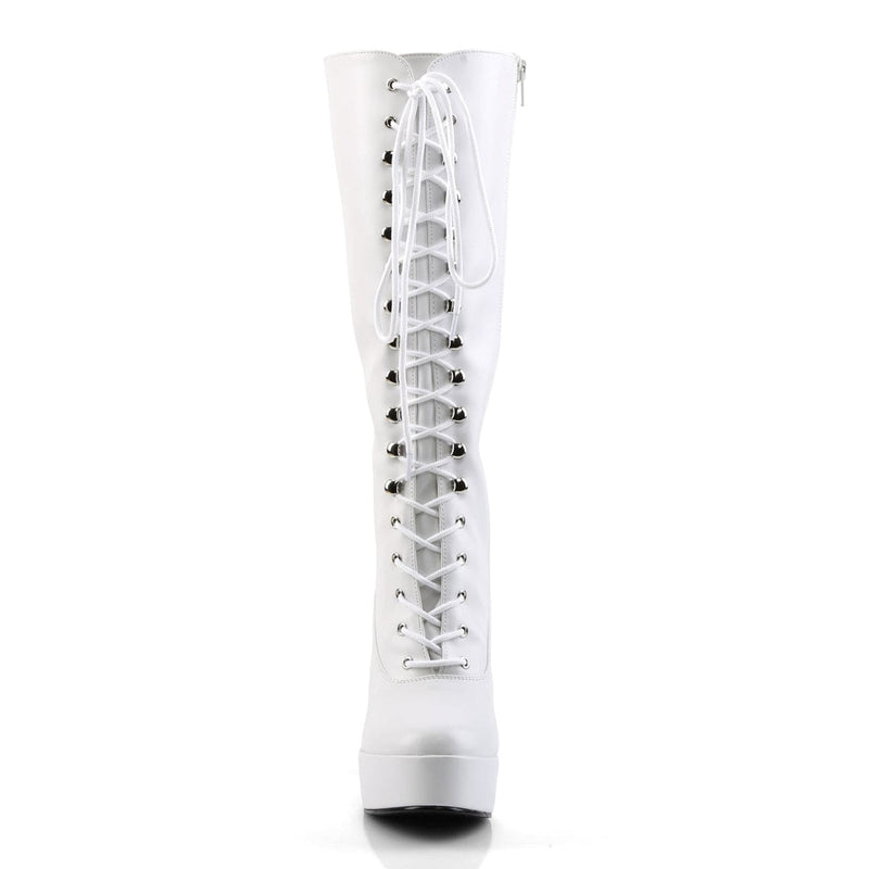 ELECTRA-2020 White Faux Leather Knee Boot Pleaser US Size (Women's): 6