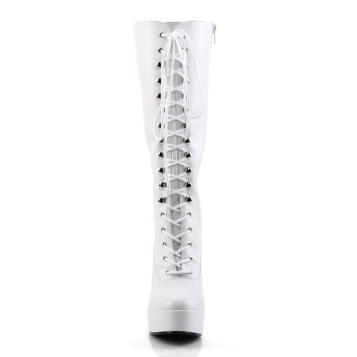 ELECTRA-2020 White Faux Leather Knee Boot Pleaser US Size (Women's): 6