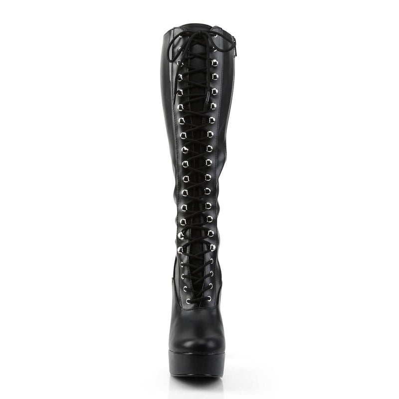ELECTRA-2023 Black Stretch Faux Leather Knee Boot Pleaser US Size (Women's): 6