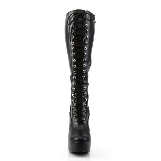 ELECTRA-2023 Black Stretch Faux Leather Knee Boot Pleaser US Size (Women's): 6