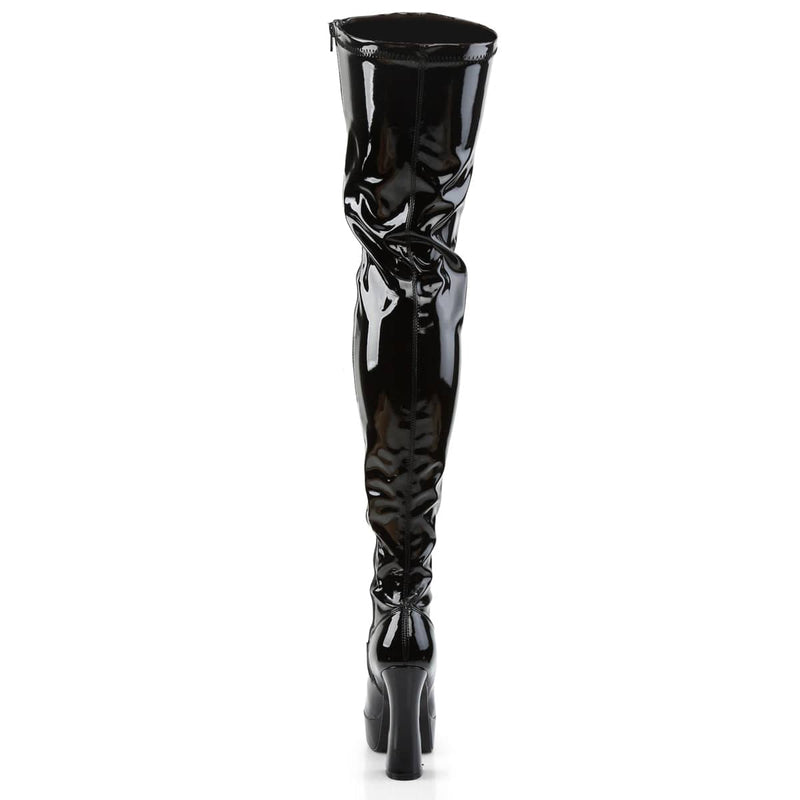 ELECTRA-3000Z Black Stretch Patent Thigh Boot Pleaser US Size (Women's): 6
