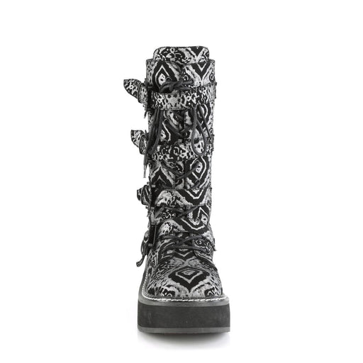 EMILY-322 Black-Silver Faux Nubuck Leather Mid-Calf Boot Demonia US Size (Women's): 6