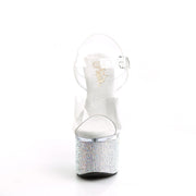 ESTEEM-708DM Clear/Clear-Silver AB Rhinestones Platform Sandal Pleaser US Size (Women's): 5