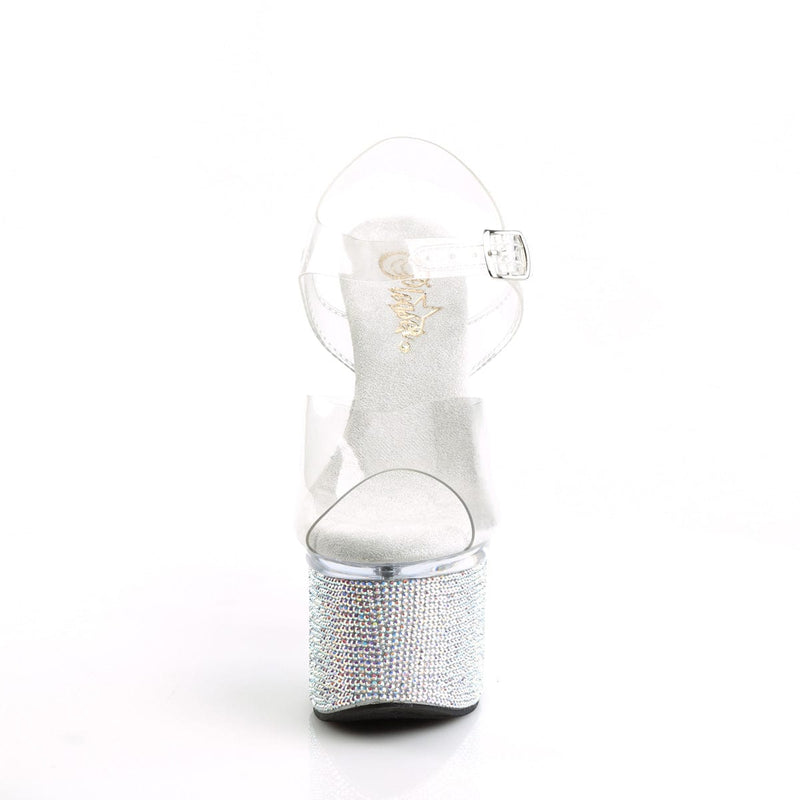 ESTEEM-708DM Clear/Clear-Silver AB Rhinestones Platform Sandal Pleaser US Size (Women's): 5