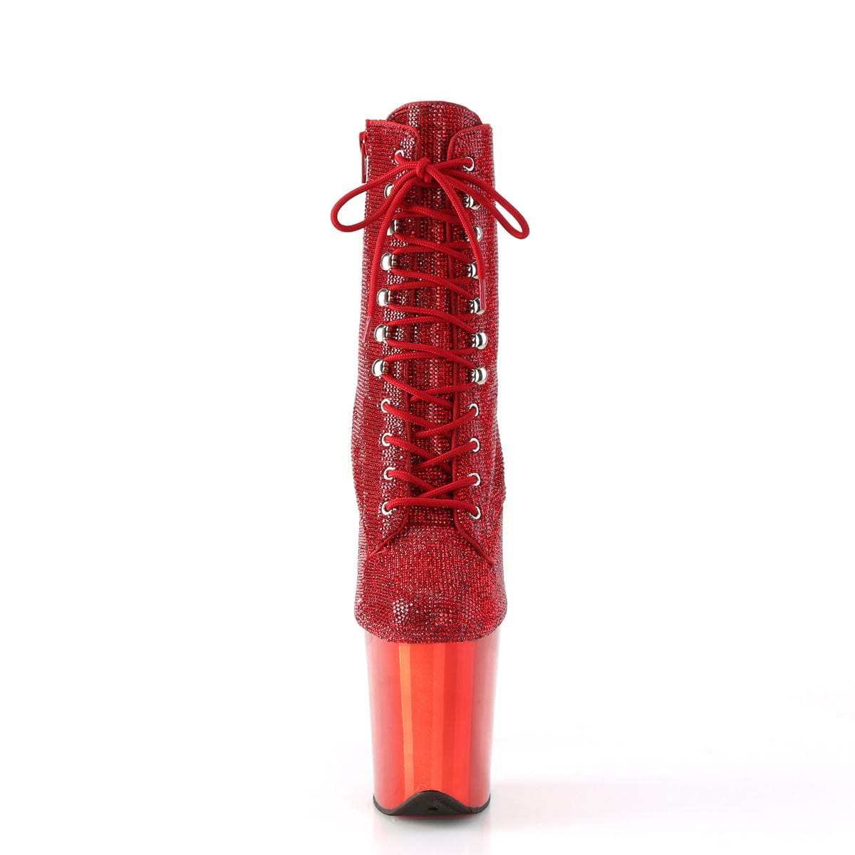 FLAMINGO-1020CHRS Red Rhinestones/Red Chrome Ankle Boot Pleaser US Size (Women's): 5