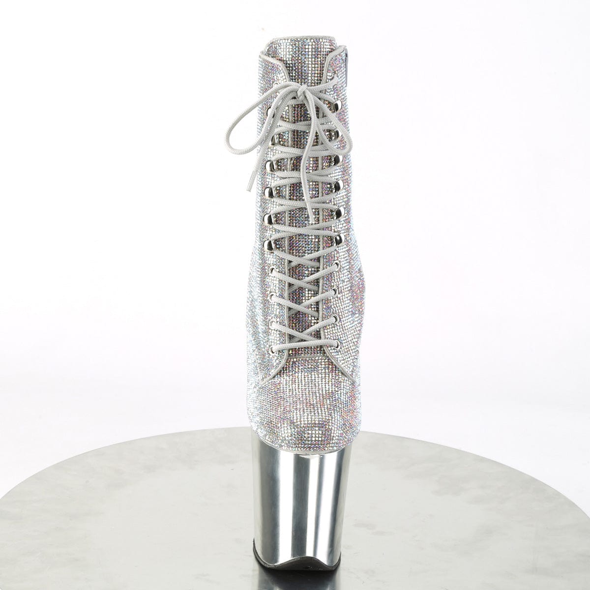 FLAMINGO-1020CHRS Silver Multi Rhinestones/Silver Chrome Ankle Boot Pleaser US Size (Women's): 5