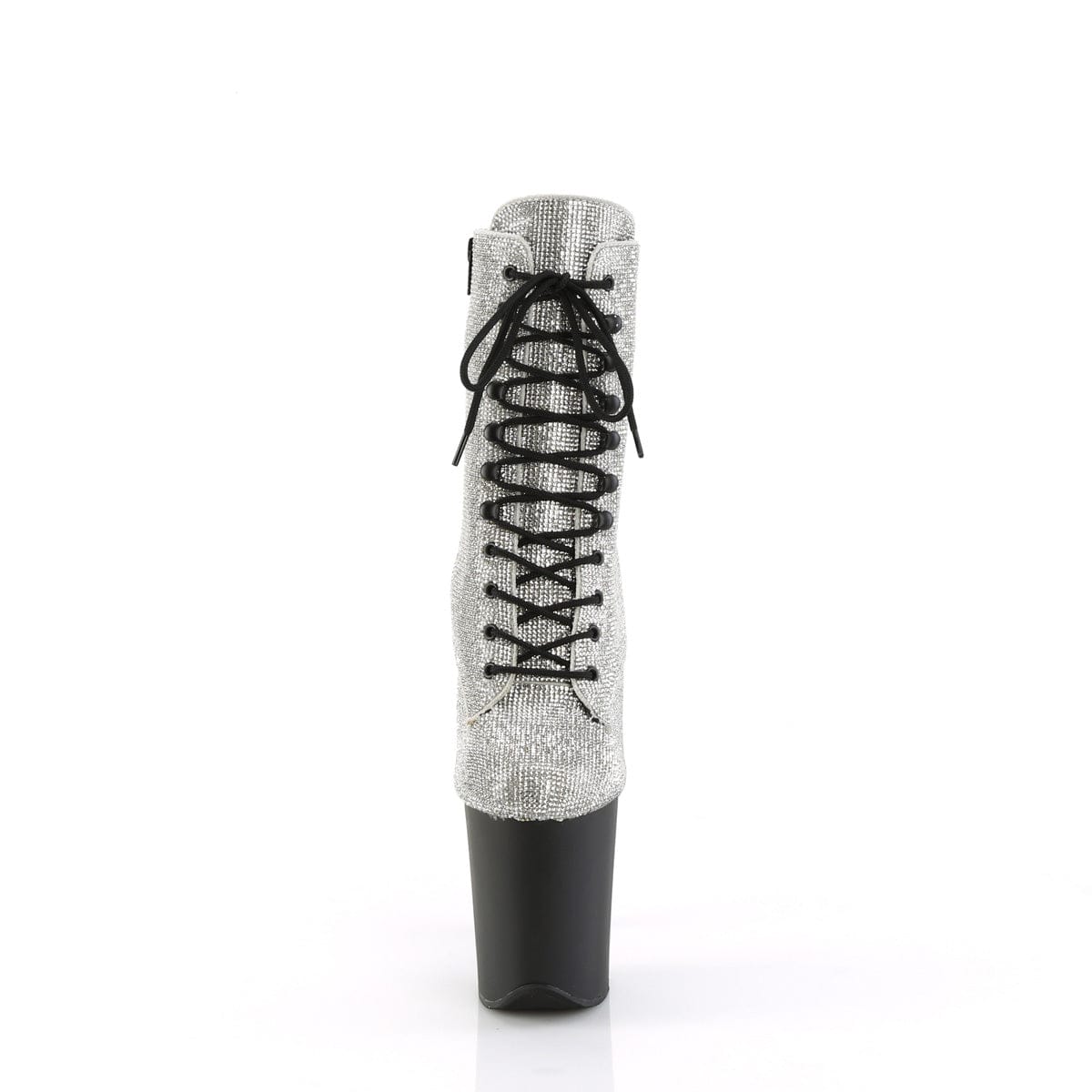 FLAMINGO-1020RS Silver Rhinestones/Black Matte Ankle Boot Pleaser US Size (Women's): 5