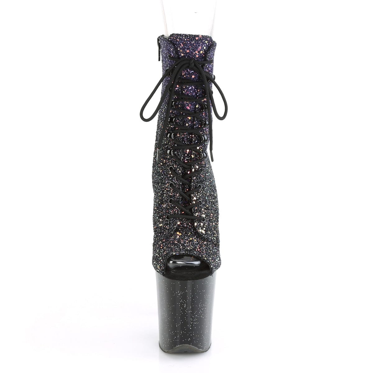 FLAMINGO-1021OMBG Purple Multi Glitter/Black Ankle Boot Pleaser US Size (Women's): 5