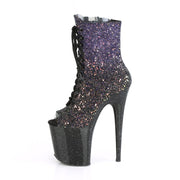 FLAMINGO-1021OMBG Purple Multi Glitter/Black Ankle Boot Pleaser US Size (Women's): 5