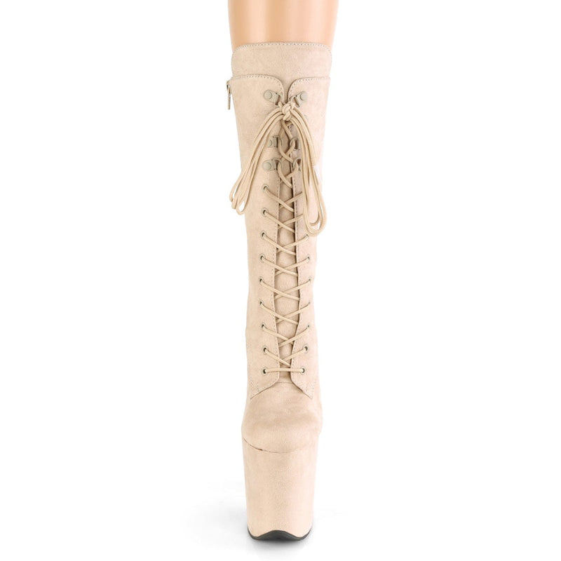 FLAMINGO-1050FS Beige Faux Suede/Beige Faux Suede Mid-Calf Boot Pleaser US Size (Women's): 5