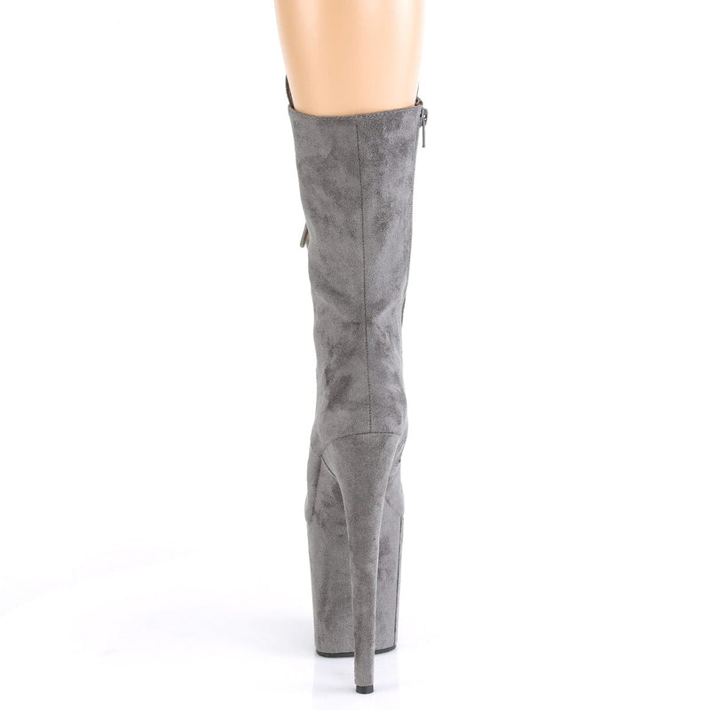 FLAMINGO-1050FS Grey Faux Suede/Grey Faux Suede Mid-Calf Boot Pleaser US Size (Women's): 5