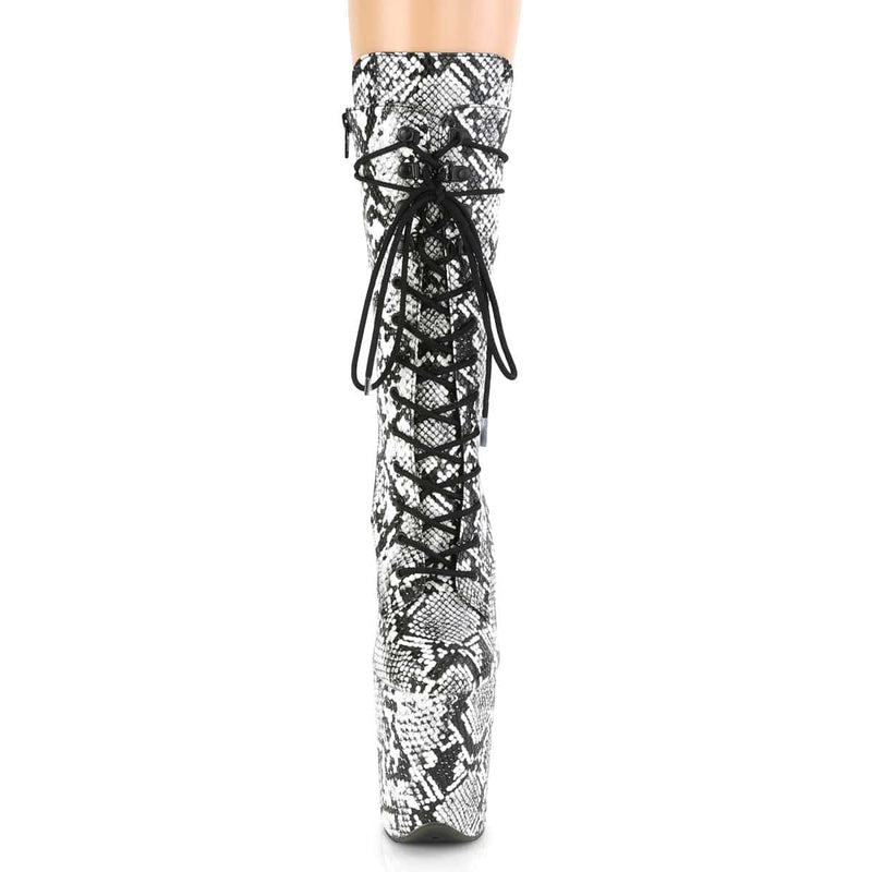 FLAMINGO-1050SP Black-White Snake Print/Black-White Snake Print Mid-Calf Boot Pleaser US Size (Women's): 5