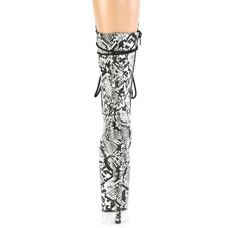FLAMINGO-1050SP Black-White Snake Print/Black-White Snake Print Mid-Calf Boot Pleaser US Size (Women's): 5
