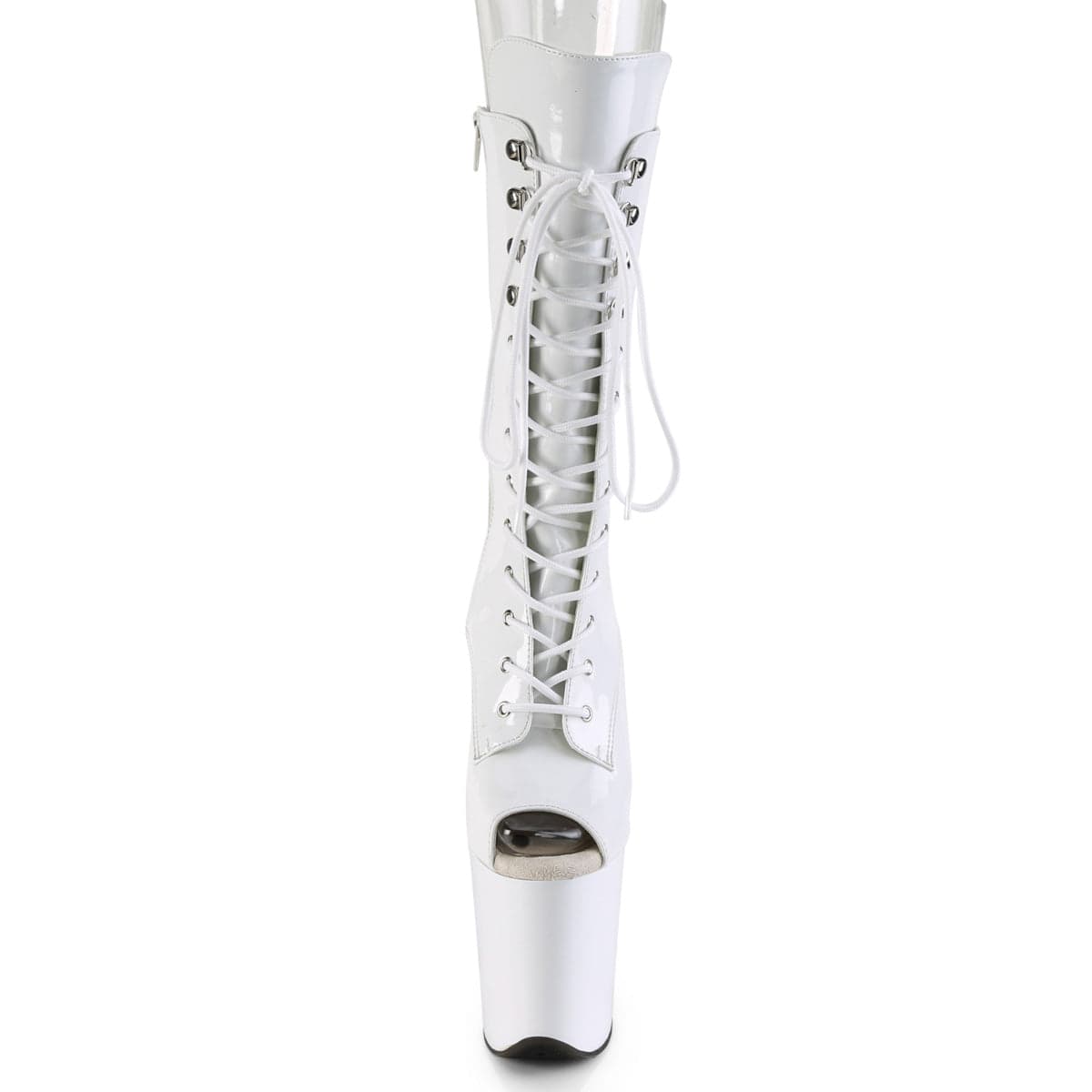 FLAMINGO-1051 White Patent/White Mid-Calf Boot Pleaser US Size (Women's): 5